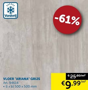 Promoties Vloer ariana grijs - Huismerk - Zelfbouwmarkt - Geldig van 03/07/2018 tot 30/07/2018 bij Zelfbouwmarkt