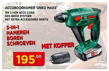 Promotions Bosch accuboorhamer uneo maxx - Bosch - Valide de 02/07/2018 à 22/07/2018 chez Bouwcenter Frans Vlaeminck