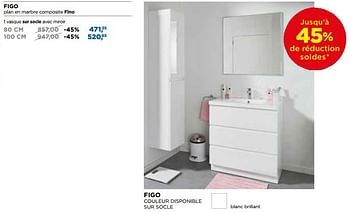 Promoties Figo plan en marbre composite fino vasque sur socle avec miroir - Linie - Geldig van 30/06/2018 tot 31/07/2018 bij X2O
