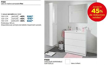 Promotions Figo plan en marbre composite fino vasques sur socle avec miroir - Linie - Valide de 30/06/2018 à 31/07/2018 chez X2O