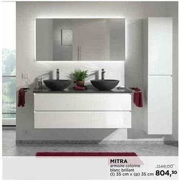 Promotions Mitra armoire colonne blanc brillant - Balmani - Valide de 30/06/2018 à 31/07/2018 chez X2O