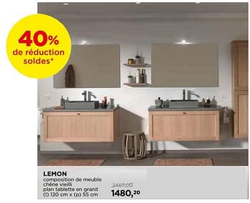 Promotions Lemon composition de meuble chêne vieilli plan tablette en granit - Balmani - Valide de 30/06/2018 à 31/07/2018 chez X2O
