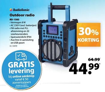 Promoties Audiosonic outdoor radio rd-1583 - Audiosonic - Geldig van 04/07/2018 tot 16/07/2018 bij Gamma