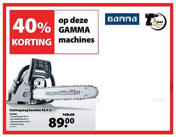 Promotions Gamma kettingzaag benzine pcs46z - Gamma - Valide de 04/07/2018 à 16/07/2018 chez Gamma