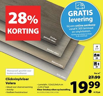 Promoties Clickvinylvloer volera kleur smokey eiken op bestelling. - Huismerk - Gamma - Geldig van 04/07/2018 tot 16/07/2018 bij Gamma