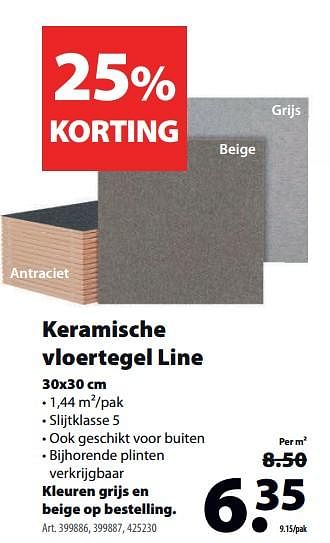 Promoties Keramische vloertegel line - Huismerk - Gamma - Geldig van 04/07/2018 tot 16/07/2018 bij Gamma