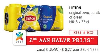 Promoties Lipton original, zero, perzik of green - Lipton - Geldig van 05/07/2018 tot 18/07/2018 bij Spar (Colruytgroup)