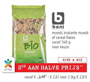 Promoties Muesli, krokante muesli of cereal flakes - Boni - Geldig van 05/07/2018 tot 18/07/2018 bij Spar (Colruytgroup)