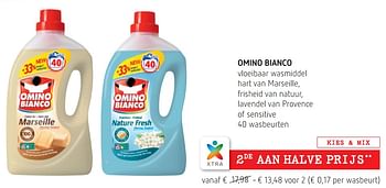Promoties Omino bianco vloeibaar wasmiddel hart van marseille, frisheid van natuur, lavendel van provence of sensitive - Omino Bianco - Geldig van 05/07/2018 tot 18/07/2018 bij Spar (Colruytgroup)