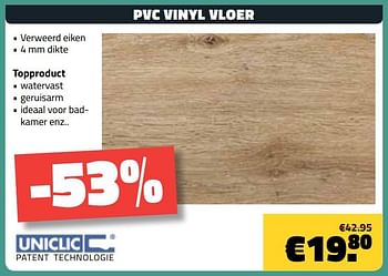 Promoties Pvc vinyl vloer - Uniclic - Geldig van 09/07/2018 tot 31/07/2018 bij Bouwcenter Frans Vlaeminck