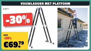 Promoties Vouwladder met platform 4 in 1 - Huismerk - Bouwcenter Frans Vlaeminck - Geldig van 09/07/2018 tot 31/07/2018 bij Bouwcenter Frans Vlaeminck