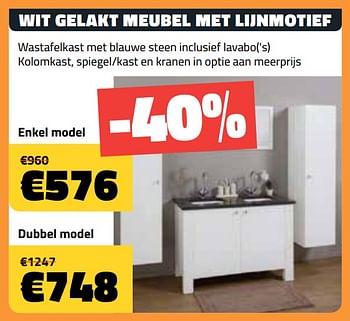 Promoties Wit gelakt meubel met lijnmotief enkel model - Huismerk - Bouwcenter Frans Vlaeminck - Geldig van 09/07/2018 tot 31/07/2018 bij Bouwcenter Frans Vlaeminck