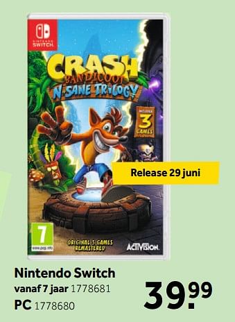 Promoties Crash bandicot - Activision - Geldig van 25/06/2018 tot 22/07/2018 bij Intertoys