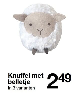 Promoties Knuffel met belletje - Huismerk - Zeeman  - Geldig van 01/07/2018 tot 31/12/2018 bij Zeeman