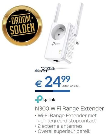 Promoties Tp-link n300 wifi range extender - TP-LINK - Geldig van 30/06/2018 tot 31/07/2018 bij Auva