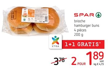 Promotions Brioche hamburger buns - Spar - Valide de 05/07/2018 à 18/07/2018 chez Spar (Colruytgroup)