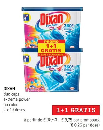 Promotions Dixan duo caps extreme power ou color - Dixan - Valide de 05/07/2018 à 18/07/2018 chez Spar (Colruytgroup)