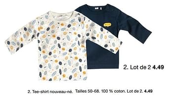 Promotions Tee-shirt nouveau-né - Produit maison - Zeeman  - Valide de 01/07/2018 à 31/12/2018 chez Zeeman