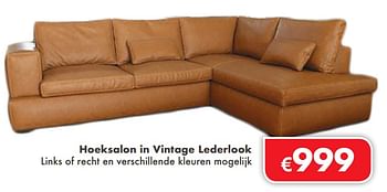 Promoties Hoeksalon in vintage lederlook - Huismerk - O & O Trendy Wonen - Geldig van 30/06/2018 tot 31/07/2018 bij O & O Trendy Wonen