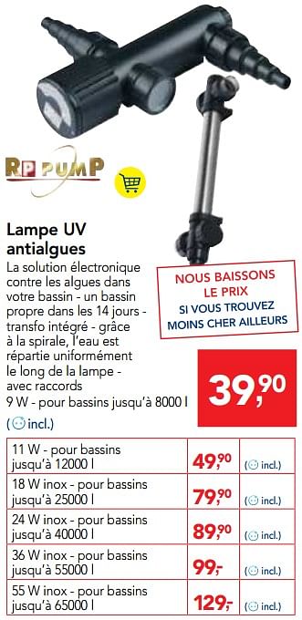 Promotions Lampe uv antialgues - RP-PUMP - Valide de 03/07/2018 à 17/07/2018 chez Makro