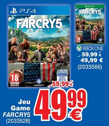Promoties Jeu game farcry5 - Ubisoft - Geldig van 03/07/2018 tot 16/07/2018 bij Cora