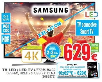 Promoties Samsung tv led - led tv ue58mu6120 - Samsung - Geldig van 03/07/2018 tot 16/07/2018 bij Cora