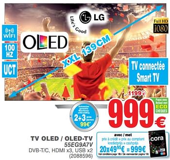 Promotions Lg tv oled - oled-tv 55eg9a7v - LG - Valide de 03/07/2018 à 16/07/2018 chez Cora