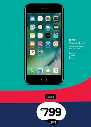 Promoties Apple iphone 7 plus 128 gb - Apple - Geldig van 29/06/2018 tot 31/07/2018 bij Base