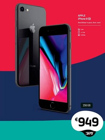 Promoties Apple iphone 8 256gb - Apple - Geldig van 29/06/2018 tot 31/07/2018 bij Base