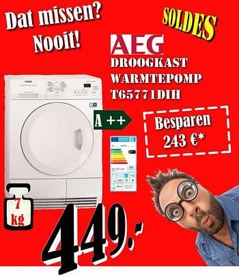Promotions Aeg droogkast warmtepomp t65771dih - AEG - Valide de 30/06/2018 à 31/07/2018 chez Electro Zschau