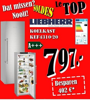 Promoties Liebherr koelkast kef4310-20 - Liebherr - Geldig van 30/06/2018 tot 31/07/2018 bij Electro Zschau