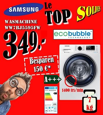 Promoties Samsung wasmachine ww7bj5595fw - Samsung - Geldig van 30/06/2018 tot 31/07/2018 bij Electro Zschau