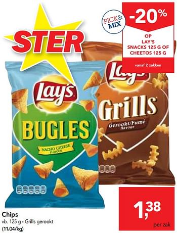 Promoties Chips grills gerookt - Lay's - Geldig van 03/07/2018 tot 17/07/2018 bij Makro