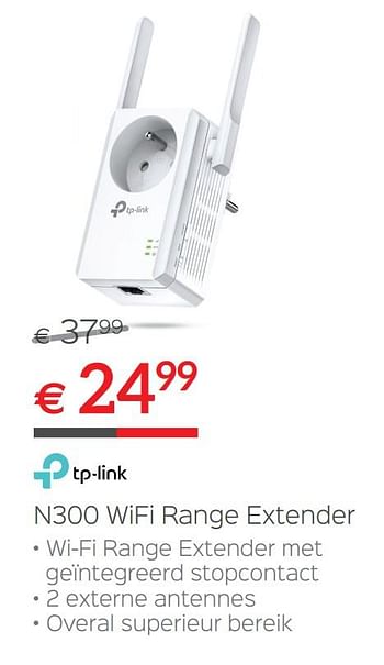 Promoties Tp-link n300 wifi range extender - TP-LINK - Geldig van 30/06/2018 tot 31/07/2018 bij Selexion