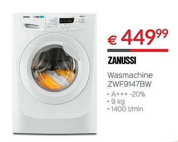 Promoties Zanussi wasmachine zwf9147bw - Zanussi - Geldig van 30/06/2018 tot 31/07/2018 bij Selexion