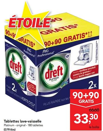 Promoties Tablettes lave-vaisselle platinum - original - Dreft - Geldig van 03/07/2018 tot 17/07/2018 bij Makro