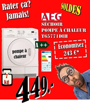 Promoties Aeg sechoir pompe a chaleur t65771dih - AEG - Geldig van 30/06/2018 tot 31/07/2018 bij Electro Zschau