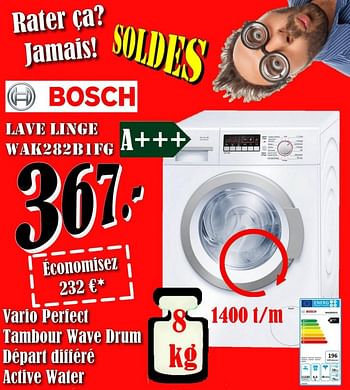 Promoties Bosch lave linge wak282b1fg - Bosch - Geldig van 30/06/2018 tot 31/07/2018 bij Electro Zschau