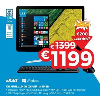 Promoties Acer aspire all-in-one computer - aio z24-880 - Acer - Geldig van 30/06/2018 tot 31/07/2018 bij Exellent