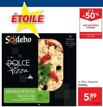 Promotions Pizza margherita - Sodebo - Valide de 03/07/2018 à 17/07/2018 chez Makro
