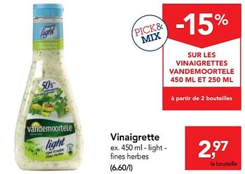 Promotions Vinaigrette light - fines herbes - Vandemoortele - Valide de 03/07/2018 à 17/07/2018 chez Makro