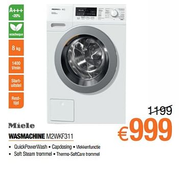 Promoties Miele wasmachine m2wkf311 - Miele - Geldig van 30/06/2018 tot 31/07/2018 bij Expert