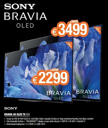 Promoties Sony bravia 4k oled tv af8 - Sony - Geldig van 30/06/2018 tot 31/07/2018 bij Expert
