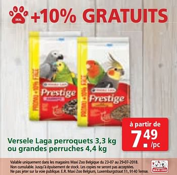 Promotions Versele laga perroquets ou grandes perruches - Versele-Laga - Valide de 09/07/2018 à 29/07/2018 chez Maxi Zoo