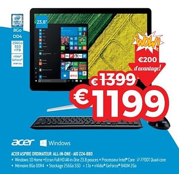 Promotions Acer aspire ordinateur all-in-one - aio z24-880 - Acer - Valide de 30/06/2018 à 31/07/2018 chez Exellent