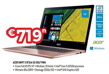 Promoties Acer swift 3 sf314-52-5917 pink - Acer - Geldig van 30/06/2018 tot 31/07/2018 bij Exellent