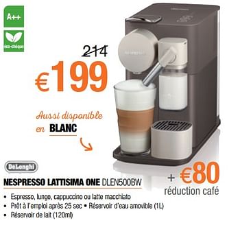 Promoties Delonghi nespresso lattisima one dlen500bw - Delonghi - Geldig van 30/06/2018 tot 31/07/2018 bij Expert