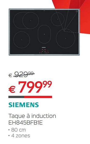 Promoties Siemens taque à induction eh845bfb1e - Siemens - Geldig van 30/06/2018 tot 31/07/2018 bij Selexion