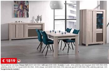 Promotions Dressoir 3d-1l + tafel vast + 4 stoelen - Produit maison - De Crack - Valide de 30/06/2018 à 31/07/2018 chez Meubelen Crack