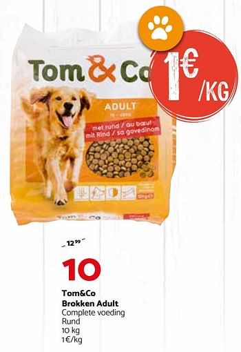 Promoties Tom+co brokken adult complete voeding rund - Huismerk - Tom & Co - Geldig van 04/07/2018 tot 15/07/2018 bij Tom&Co